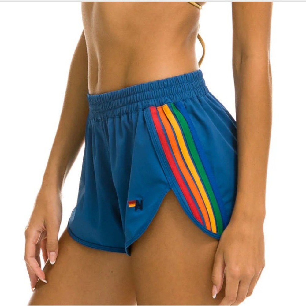 Aviator Nation women’s 5-stripe Flex Board Shorts, Rainbow Stripes. Never used.